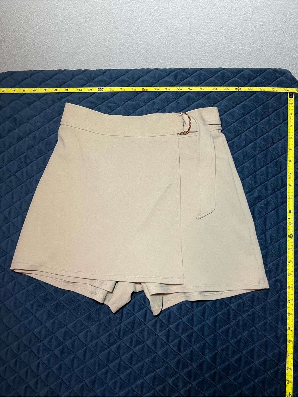 H&M Beige Wrap Skort with Buckle Detail